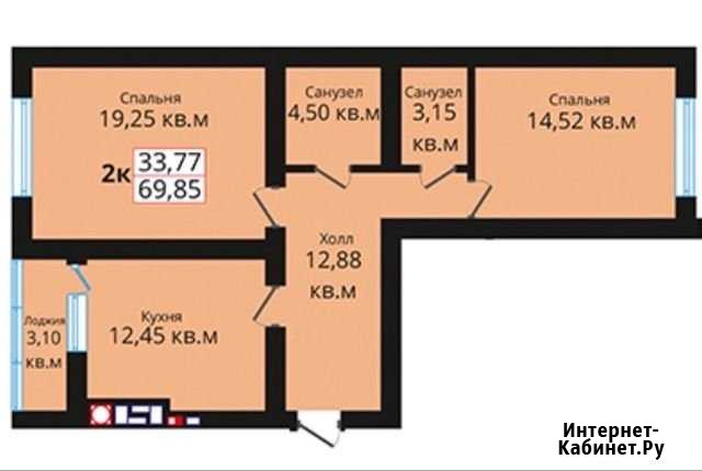 2-комнатная квартира, 70 м², 5/9 эт. на продажу в Калининграде Калининград - изображение 1