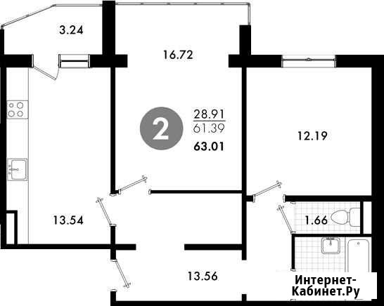 2-комнатная квартира, 63 м², 2/10 эт. на продажу в Брянске Брянск - изображение 1