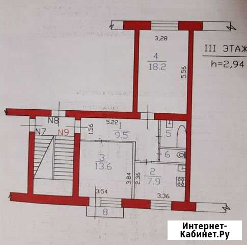 2-комнатная квартира, 55 м², 3/3 эт. на продажу в Пикалево Пикалево - изображение 1