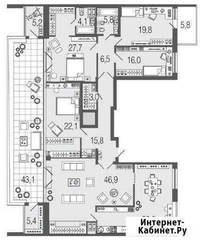 5-комнатная квартира, 212.2 м², 9/13 эт. на продажу в Санкт-Петербурге Санкт-Петербург - изображение 1