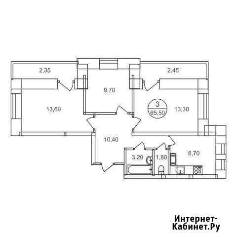 3-комнатная квартира, 65.5 м², 4/18 эт. на продажу в Люберцах Люберцы