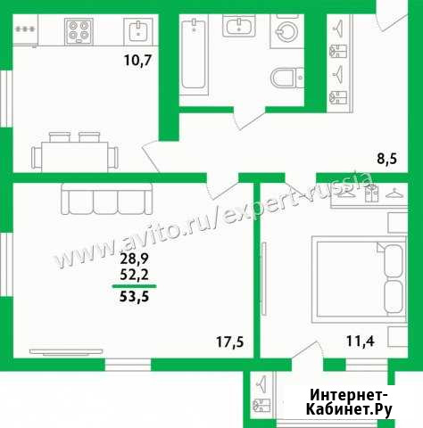 2-комнатная квартира, 54 м², 9/11 эт. на продажу в Уфе Уфа - изображение 1