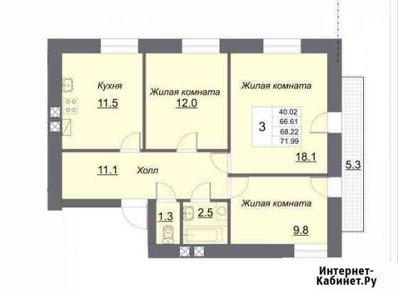 3-комнатная квартира, 68.2 м², 7/12 эт. на продажу в Калининграде Калининград