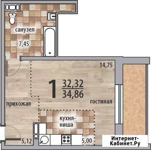 1-комнатная квартира, 34.9 м², 1/10 эт. на продажу в Миассе Миасс - изображение 1
