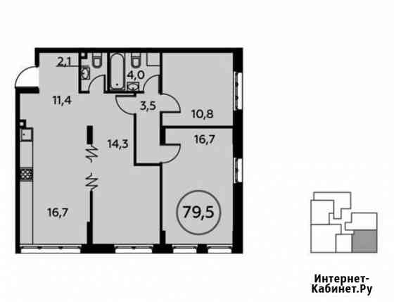 3-комнатная квартира, 79.5 м², 6/16 эт. на продажу в Коммунарке Коммунарка