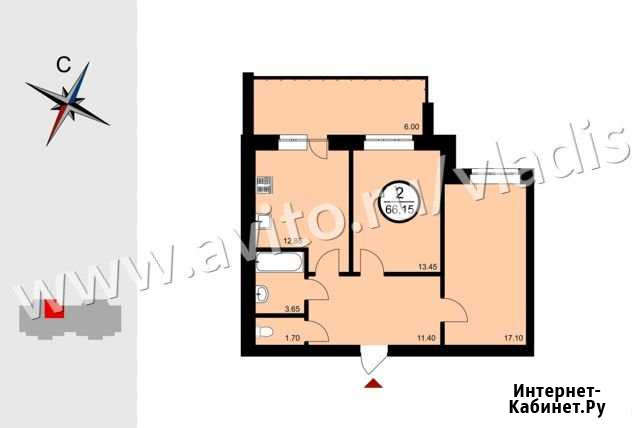 2-комнатная квартира, 66.2 м², 3/8 эт. на продажу во Владимире Владимир - изображение 1