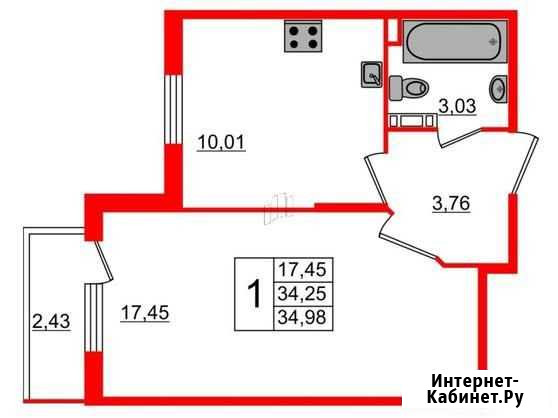 1-комнатная квартира, 35 м², 3/5 эт. на продажу в Сертолово Сертолово - изображение 1