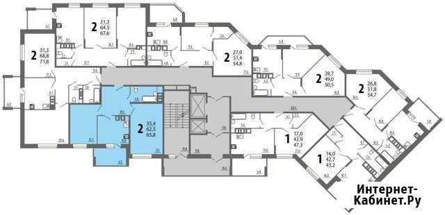 2-комнатная квартира, 65.8 м², 12/15 эт. на продажу в Брянске Брянск - изображение 1