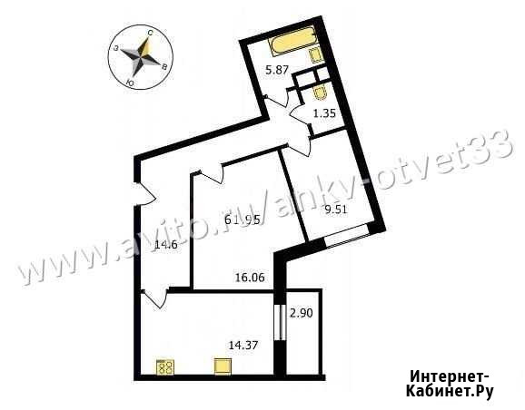 2-комнатная квартира, 62 м², 10/18 эт. на продажу во Владимире Владимир - изображение 1