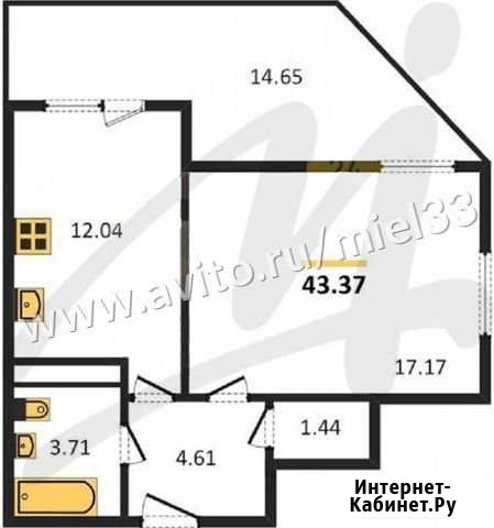 1-комнатная квартира, 43.4 м², 8/8 эт. на продажу во Владимире Владимир - изображение 1