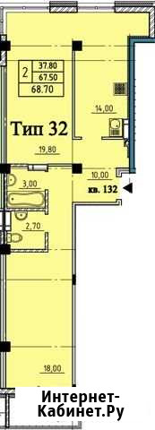 2-комнатная квартира, 68.7 м², 5/16 эт. на продажу в Барнауле Барнаул - изображение 1