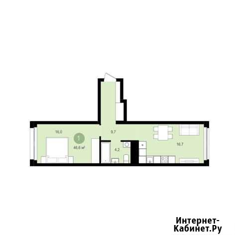 1-комнатная квартира, 46.6 м², 4/9 эт. на продажу в Екатеринбурге Екатеринбург - изображение 1