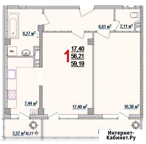 2-комнатная квартира, 59.2 м², 2/7 эт. на продажу в Белгороде Белгород - изображение 1