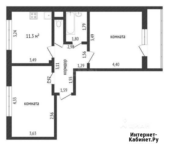 2-комнатная квартира, 53.8 м², 25/25 эт. на продажу в Кудрово Кудрово - изображение 1