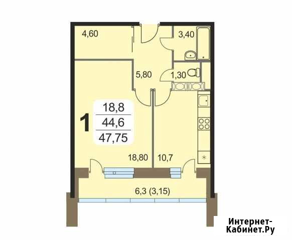 1-комнатная квартира, 47.8 м², 25/25 эт. на продажу в Лобне Лобня - изображение 1