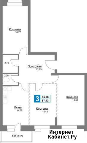 3-комнатная квартира, 87.4 м², 4/10 эт. на продажу в Ярославле Ярославль - изображение 1