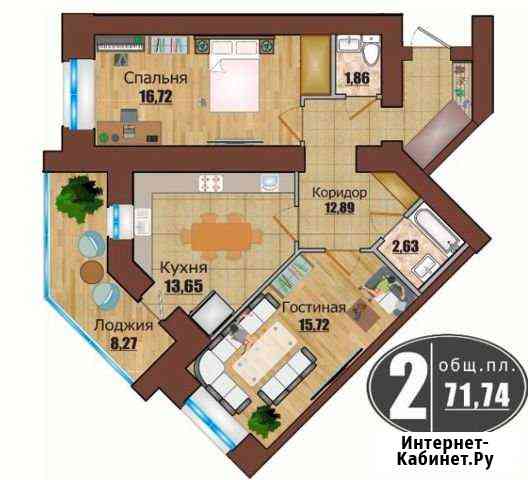 2-комнатная квартира, 71.7 м², 11/13 эт. на продажу в Калуге Калуга