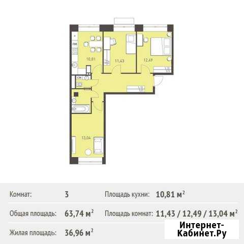 3-комнатная квартира, 63.7 м², 2/17 эт. на продажу в Балашихе Балашиха - изображение 1