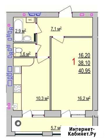 1-комнатная квартира, 41 м², 3/6 эт. на продажу в Белгороде Белгород - изображение 1
