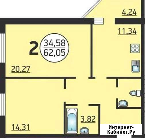2-комнатная квартира, 62.4 м², 9/25 эт. на продажу в Новосибирске Новосибирск - изображение 1