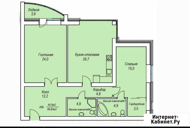 2-комнатная квартира, 101.5 м², 1/3 эт. на продажу в Обнинске Обнинск - изображение 1