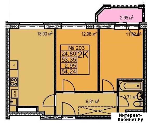 2-комнатная квартира, 56.3 м², 14/17 эт. на продажу в Нижнем Новгороде Нижний Новгород - изображение 1