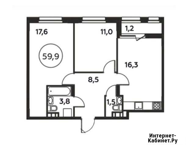 2-комнатная квартира, 59.9 м², 3/16 эт. на продажу в Коммунарке Коммунарка - изображение 1