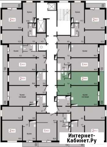 2-комнатная квартира, 58 м², 17/17 эт. на продажу в Красноярске Красноярск - изображение 1