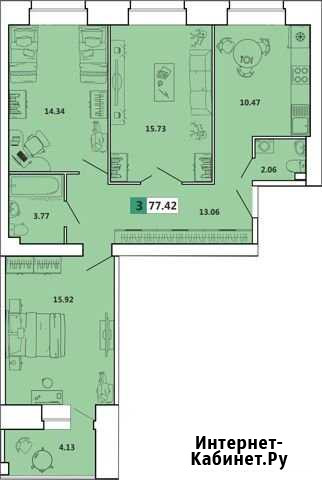 3-комнатная квартира, 77 м², 6/10 эт. на продажу в Архангельске Архангельск - изображение 1