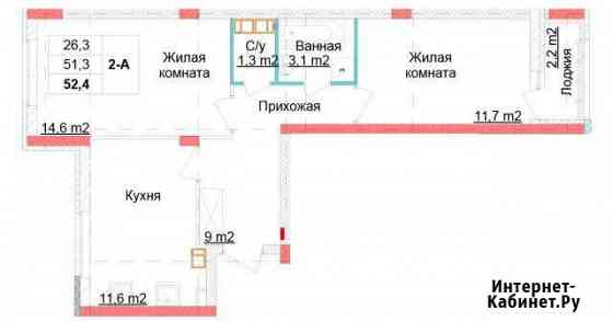 2-комнатная квартира, 52.4 м², 4/10 эт. на продажу в Нижнем Новгороде Нижний Новгород