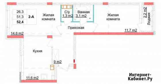 2-комнатная квартира, 52.4 м², 4/10 эт. на продажу в Нижнем Новгороде Нижний Новгород