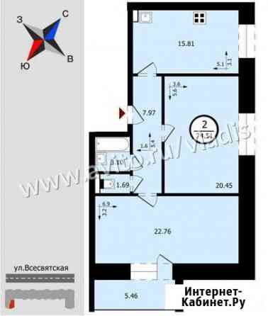 2-комнатная квартира, 74.5 м², 2/10 эт. на продажу во Владимире Владимир