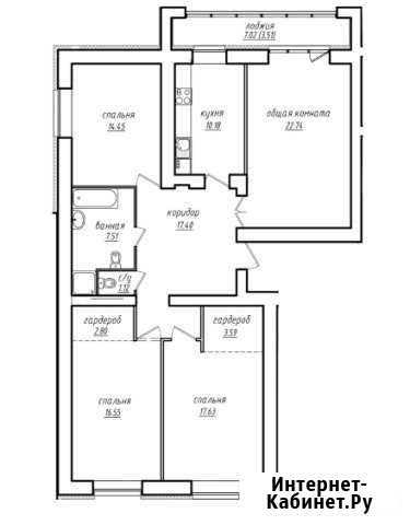 4-комнатная квартира, 117.5 м², 7/8 эт. на продажу в Барнауле Барнаул - изображение 1