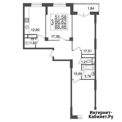 3-комнатная квартира, 88.5 м², 12/25 эт. на продажу в Реутове Реутов