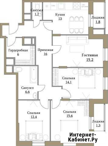 4-комнатная квартира, 103.7 м², 15/17 эт. на продажу в Москве Москва - изображение 1