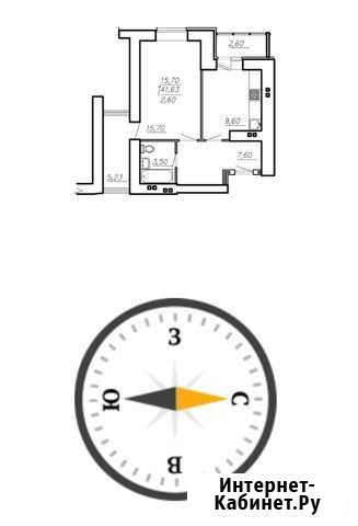 1-комнатная квартира, 43.3 м², 6/15 эт. на продажу в Засечном Засечное - изображение 1