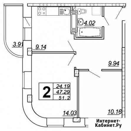 2-комнатная квартира, 51.2 м², 16/25 эт. на продажу в Чебоксарах Чебоксары