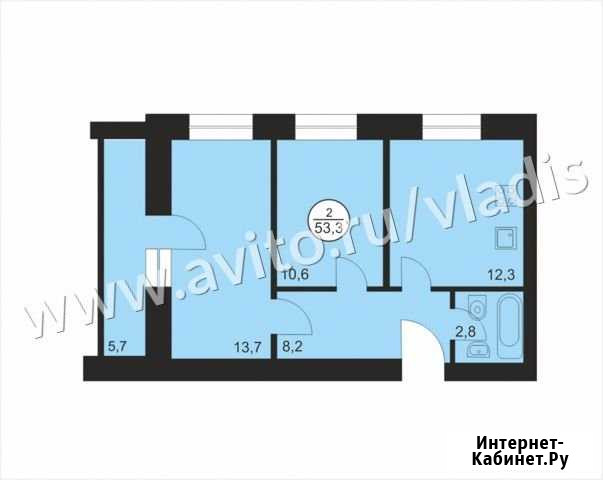 2-комнатная квартира, 53.3 м², 2/3 эт. на продажу в Боголюбово Боголюбово - изображение 1