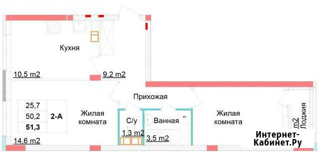 2-комнатная квартира, 51.3 м², 7/12 эт. на продажу в Нижнем Новгороде Нижний Новгород - изображение 1
