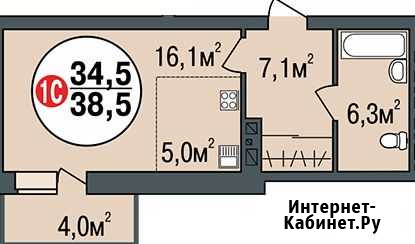 Квартира со свободной планировкой, 38.5 м², 14/24 эт. на продажу в Новосибирске Новосибирск - изображение 1