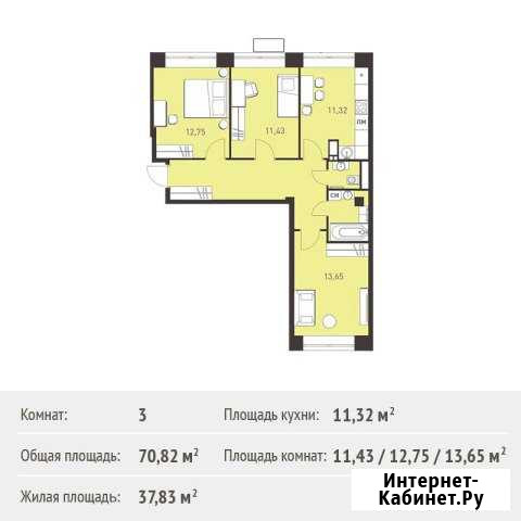 3-комнатная квартира, 70.8 м², 3/17 эт. на продажу в Балашихе Балашиха - изображение 1