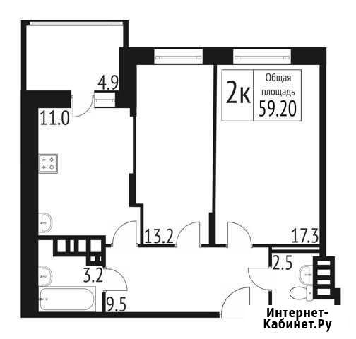 2-комнатная квартира, 59.2 м², 9/16 эт. на продажу в Брянске Брянск - изображение 1