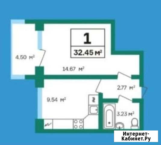 1-комнатная квартира, 34.5 м², 3/17 эт. на продажу в Уфе Уфа - изображение 1
