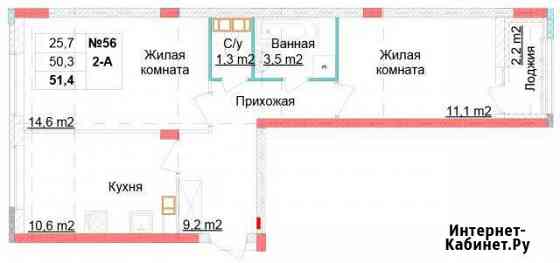 2-комнатная квартира, 51.2 м², 8/12 эт. на продажу в Нижнем Новгороде Нижний Новгород