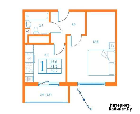1-комнатная квартира, 32.7 м², 14/17 эт. на продажу в Дмитрове Дмитров - изображение 1