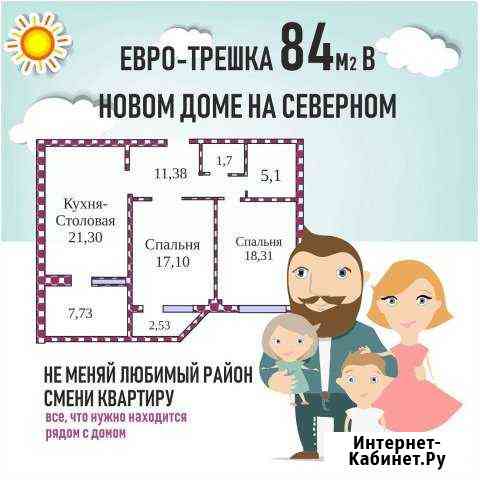 2-комнатная квартира, 84 м², 4/19 эт. на продажу в Ростове-на-Дону Ростов-на-Дону