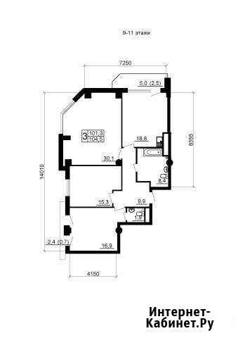 3-комнатная квартира, 104.5 м², 10/23 эт. на продажу в Челябинске Челябинск - изображение 1