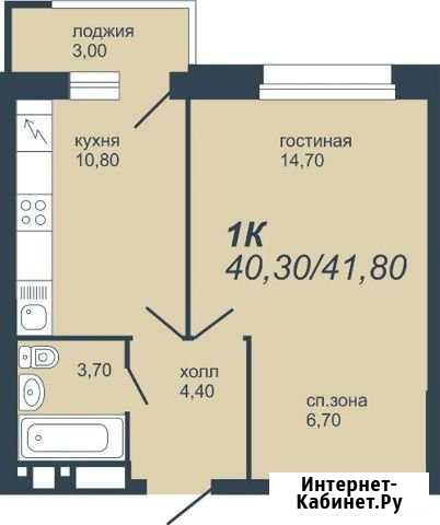 1-комнатная квартира, 41.8 м², 8/20 эт. на продажу в Перми Пермь - изображение 1