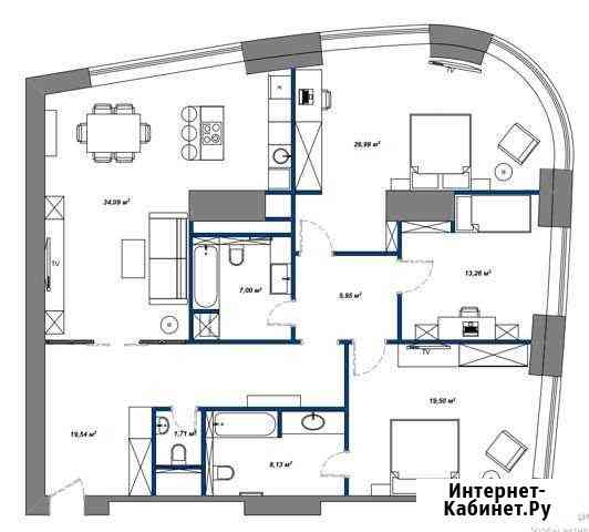 4-комнатная квартира, 143 м², 9/56 эт. на продажу в Москве Москва