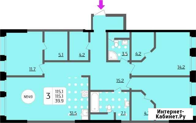 3-комнатная квартира, 115.1 м², 2/13 эт. на продажу в Москве Москва - изображение 1